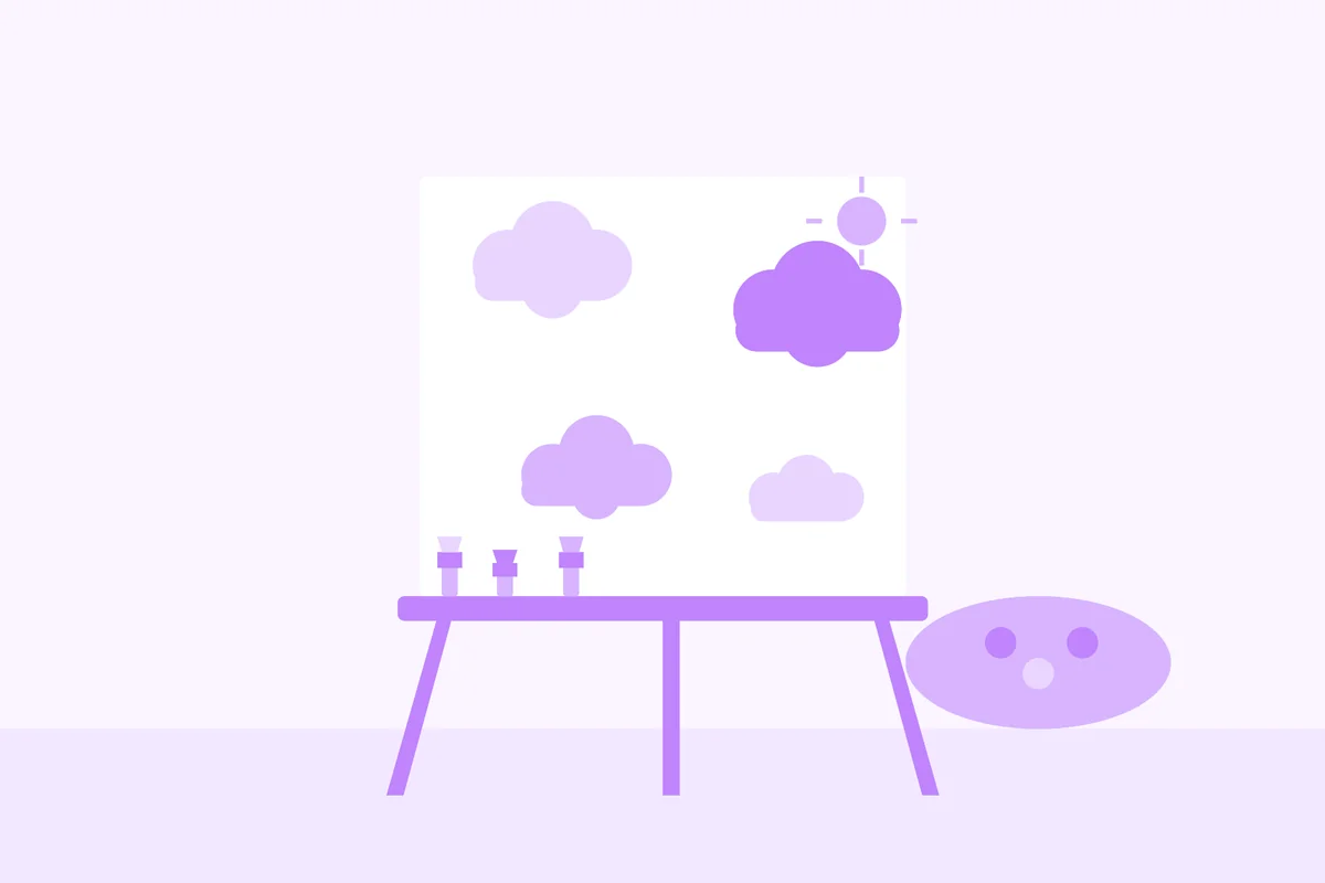 Tableau collectif sur le thème des nuages ☁️